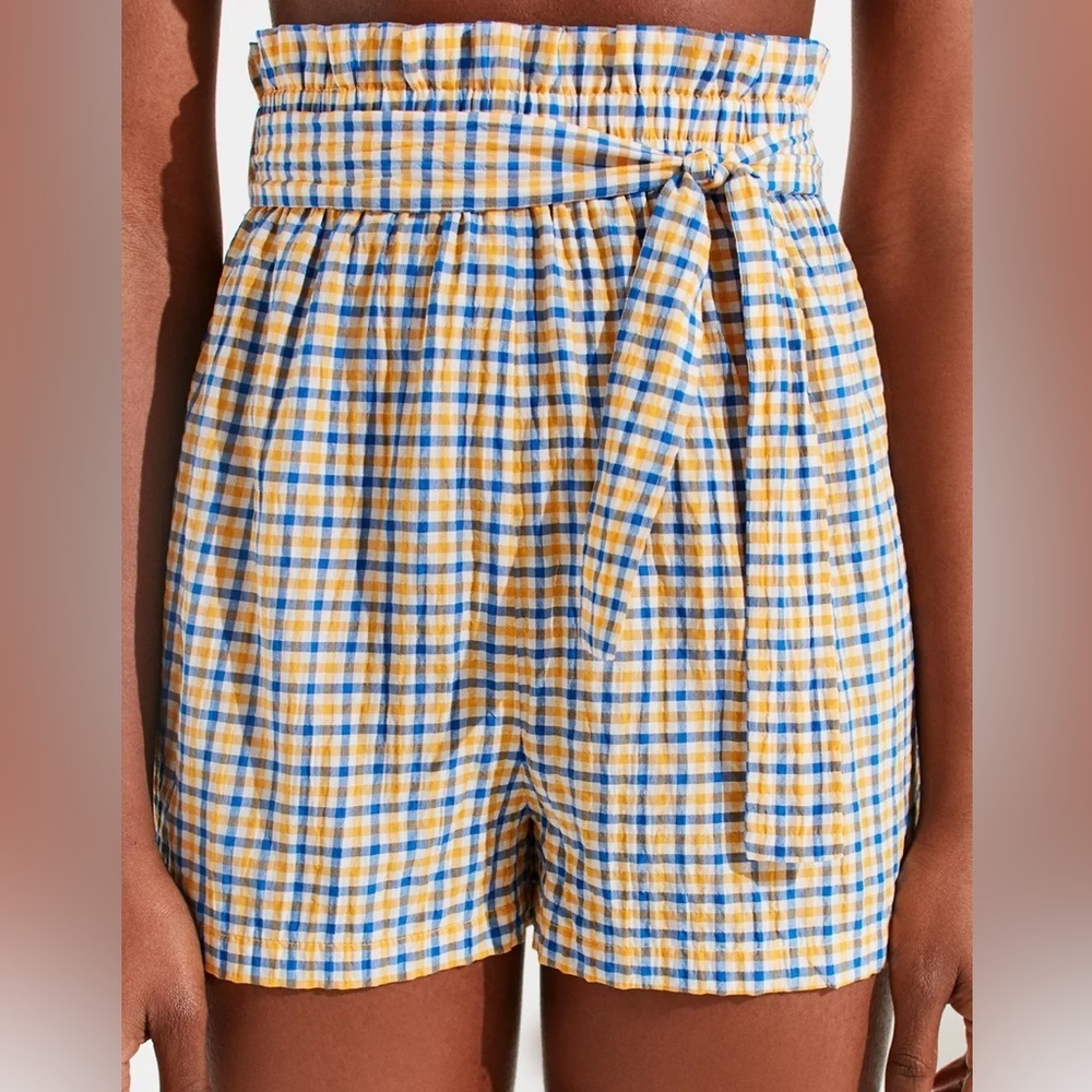 Urban Outfitters Montauk Paperbag Women’s Short Blue, Yellow, White Size Medium